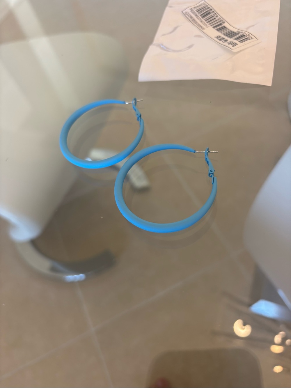 Bright Blue Hoop Earrings